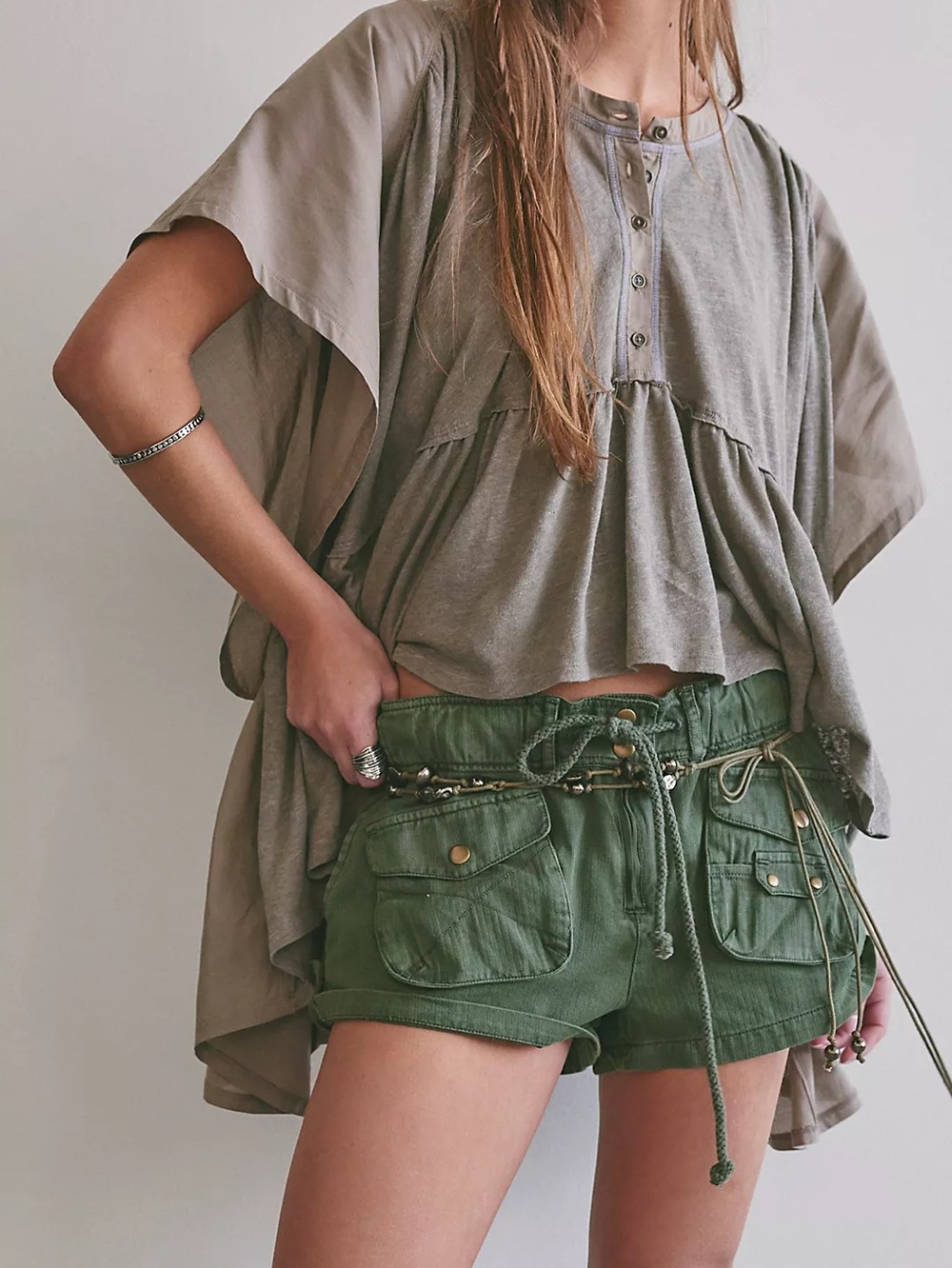 NWT FREE PEOPLE WE THE FREE Waimea Slouchy Shorts | Kelp MSRP $88 CURRENT